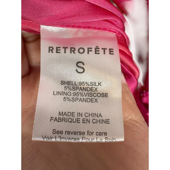Retrofete Jagger Halter Silk Dress Satin Formal Party Gala Pink Lime Ombre Small - Picture 11 of 14